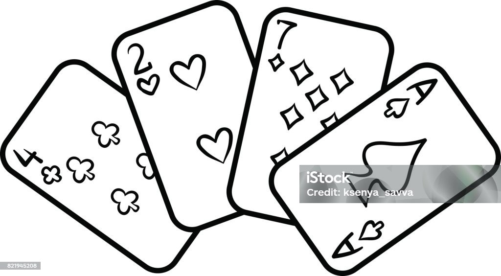 Coloring book playing cards stock illustration