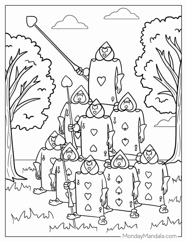 Alice in wonderland coloring pages free pdf printables