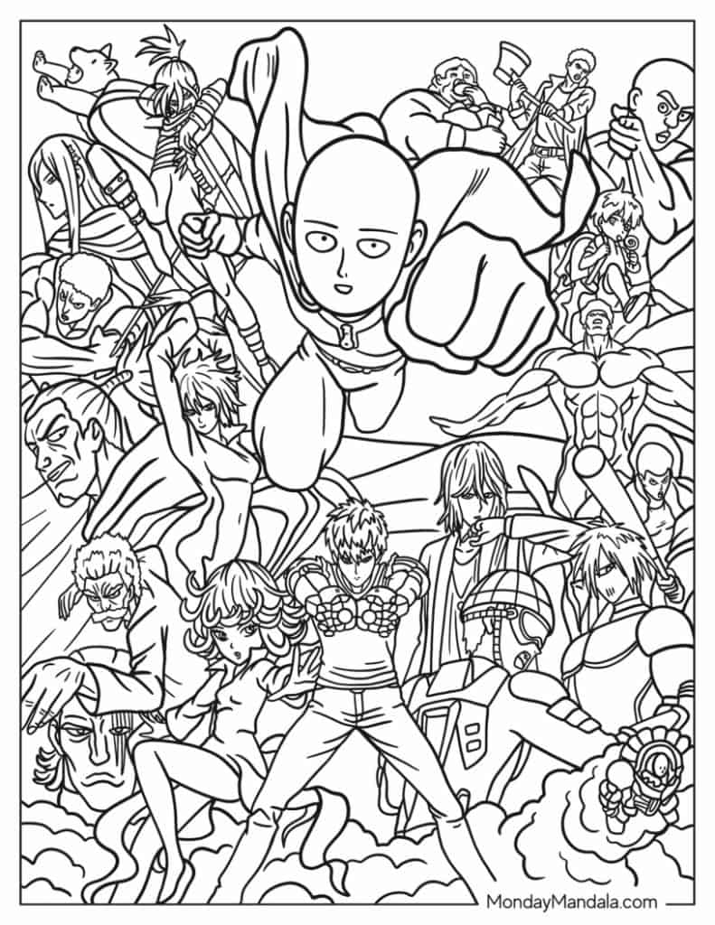 Anime coloring pages free pdf printables