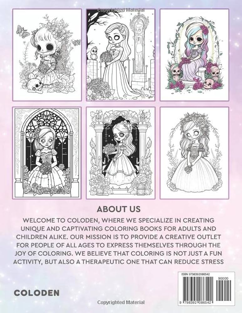 The bride of chills a creepy coloring book for adults transform these cute spooky dolls into stunning brides coloden books