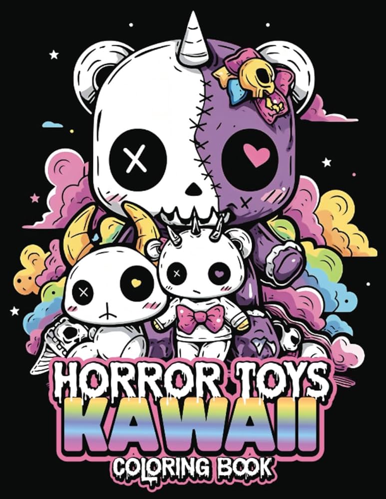 Horror toys creepy kawaii coloring book spooky and cute nightmare bears chibi dolls pastel goth unicorns and more gothic anime cartoon style art for adults and teens mindfulness and relaxation