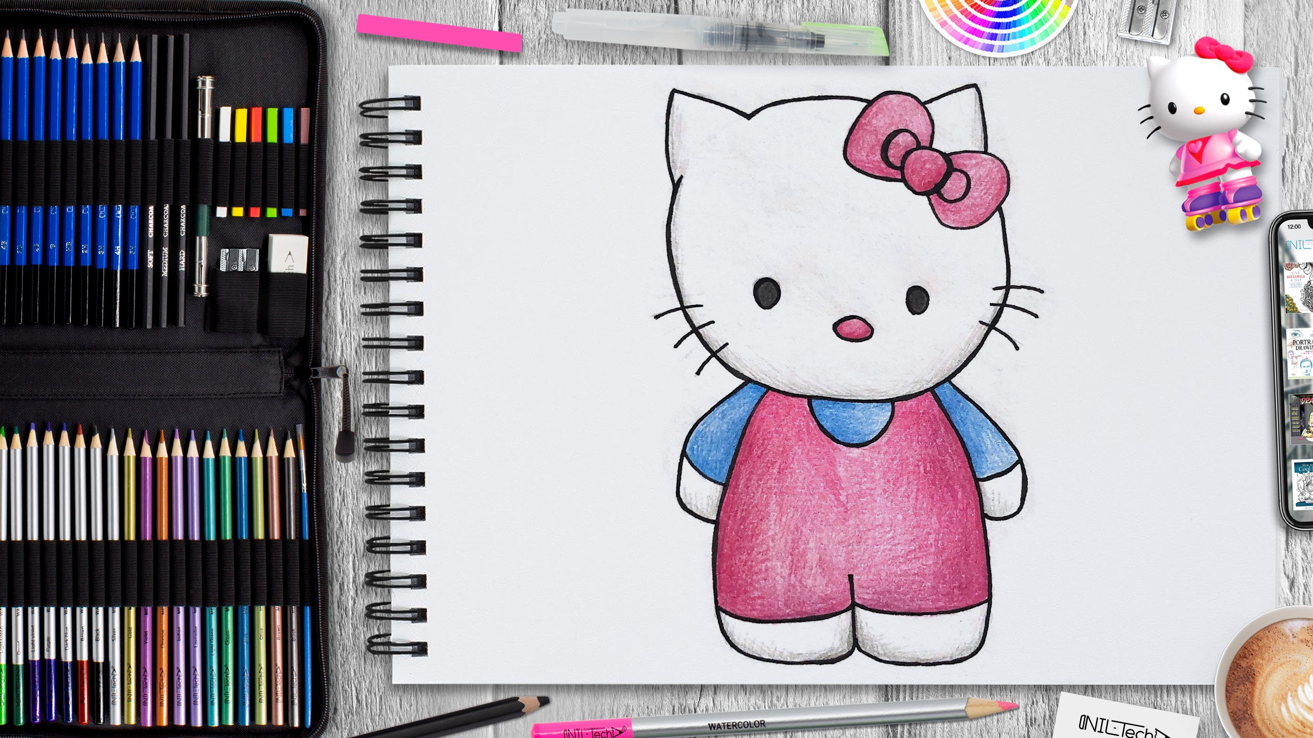 How to draw hello kitty nil tech