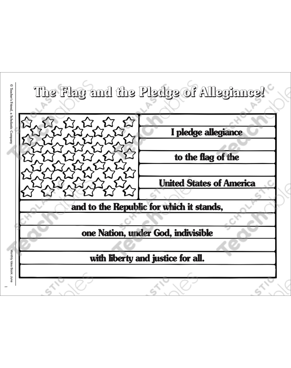 The flag and the pledge of allegiance printable cut and pastes coloring pages