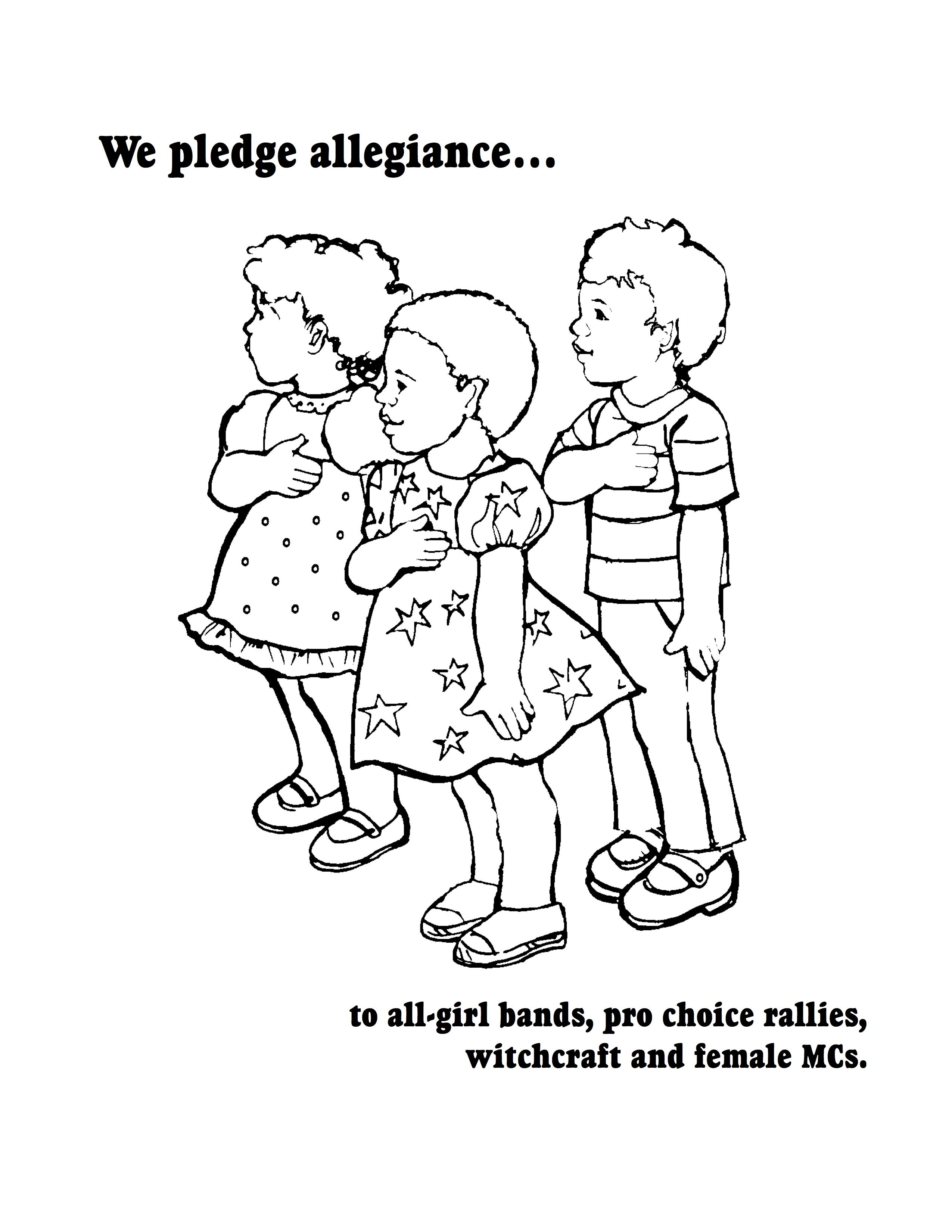 Page from jacinta bunnell and julie novaks girls are not chicks coloring book we pledge allegiance to allâ cute little drawings feminism ic pop art drawing