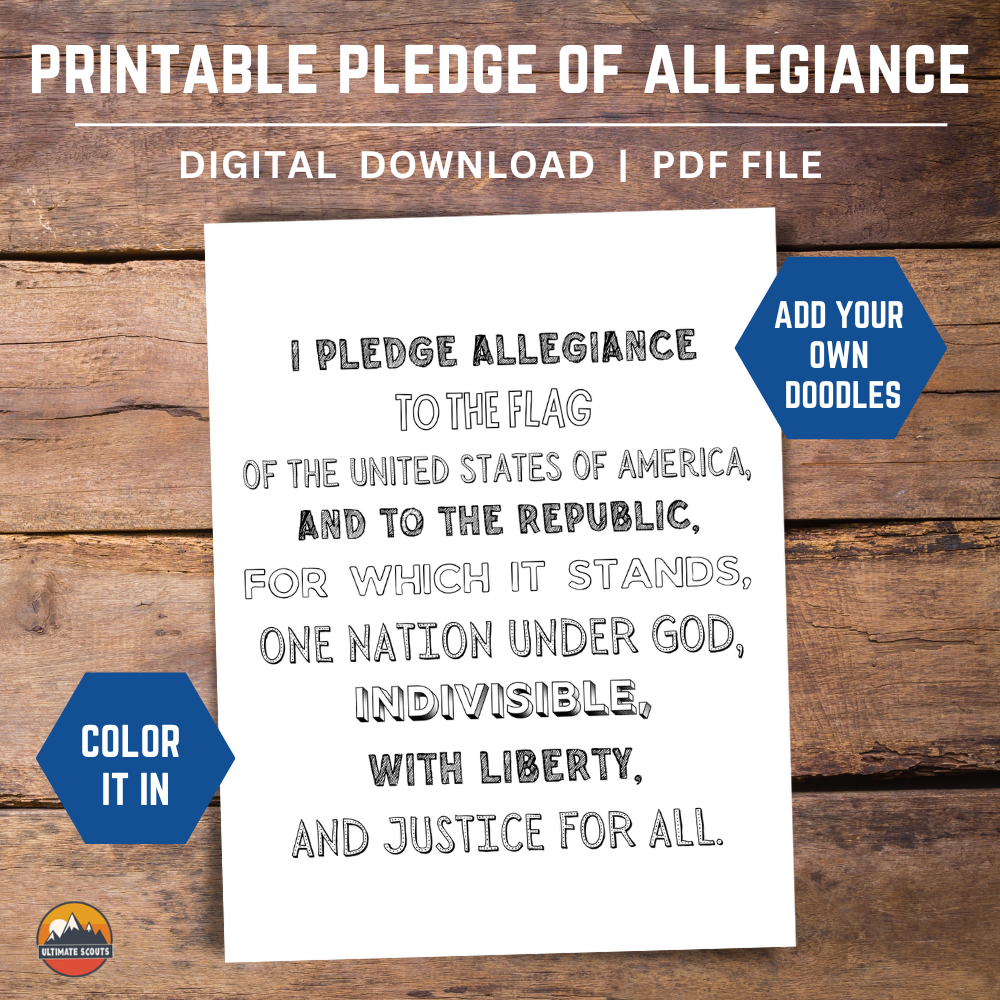 Pledge of allegiance printable â coloring pages â ultimate scouts