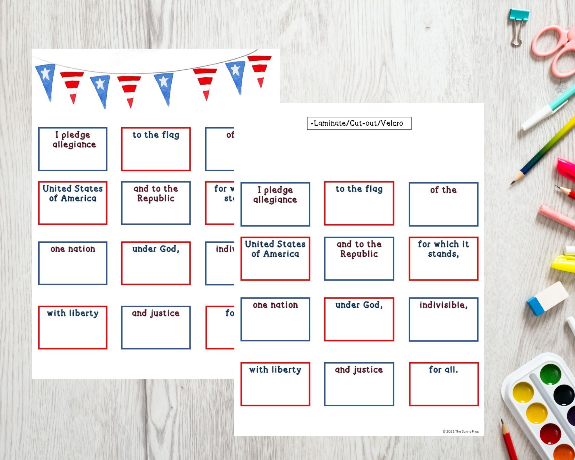 Printable pledge of allegiance activities and worksheets