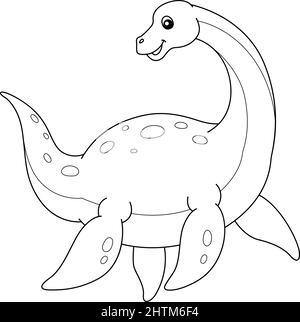 Plesiosaurus dinosaur coloring page illustration stock vector image art