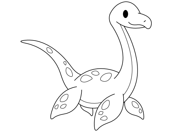 Printable baby plesiosaur coloring page