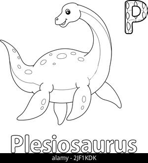Plesiosaurus dinosaur coloring page illustration stock vector image art