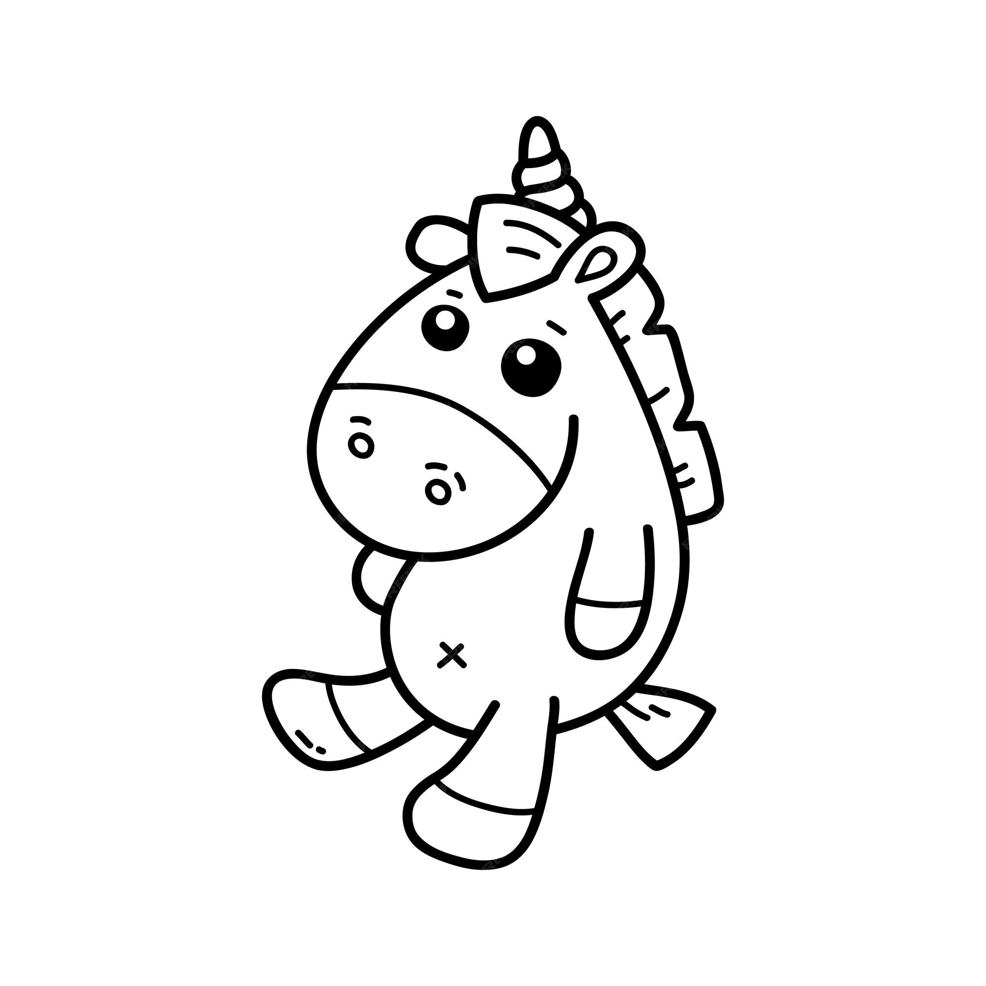 Premium vector coloring page with doodle plush unicorn