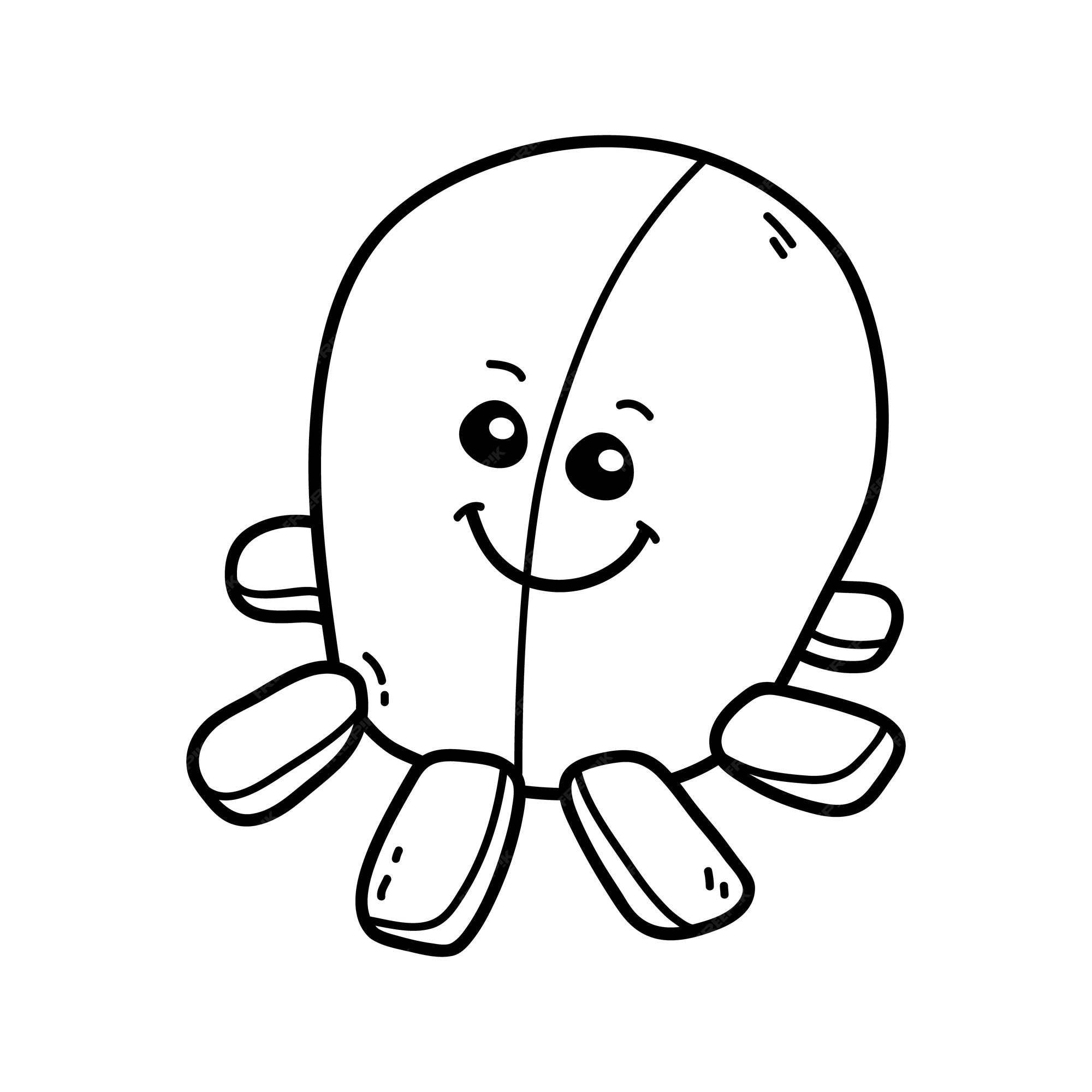 Premium vector coloring page with doodle octopus plush toy