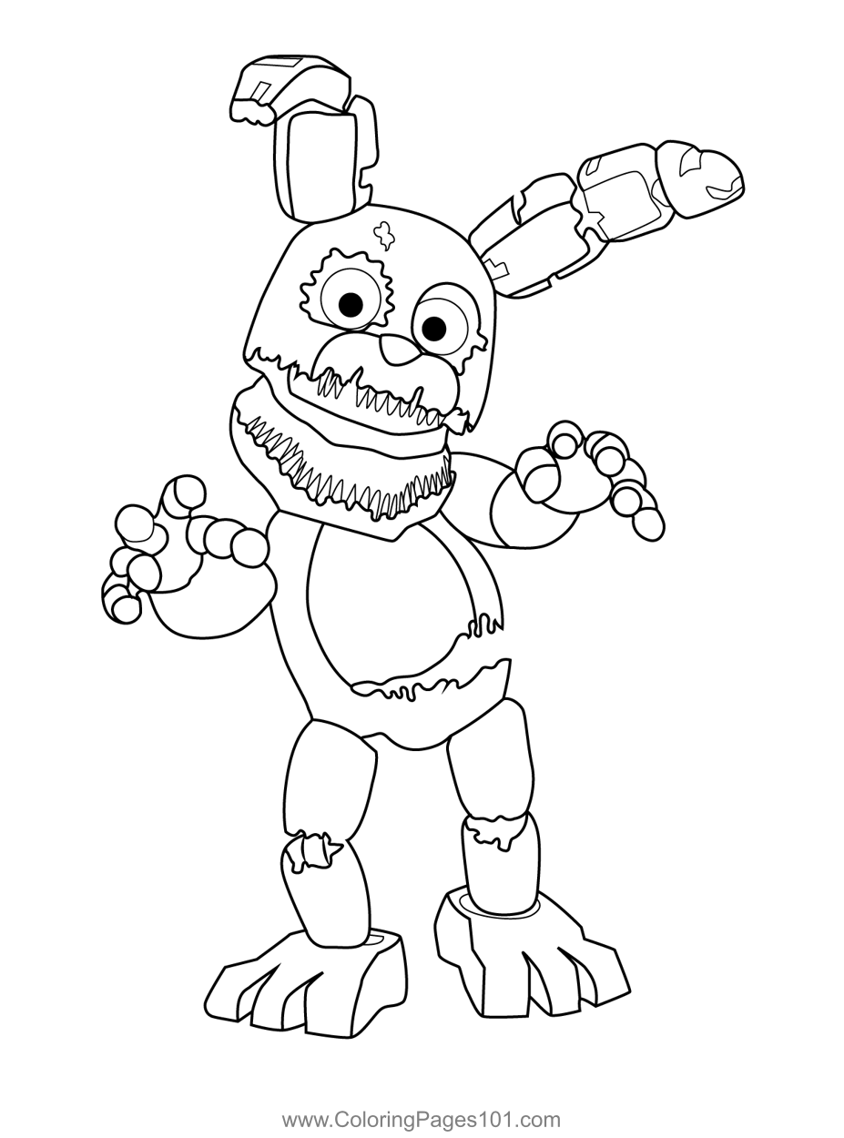 Plushtrap fnaf coloring page for kids