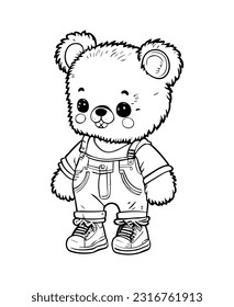 Coloring page outline cartoon cute teddy stock vector royalty free