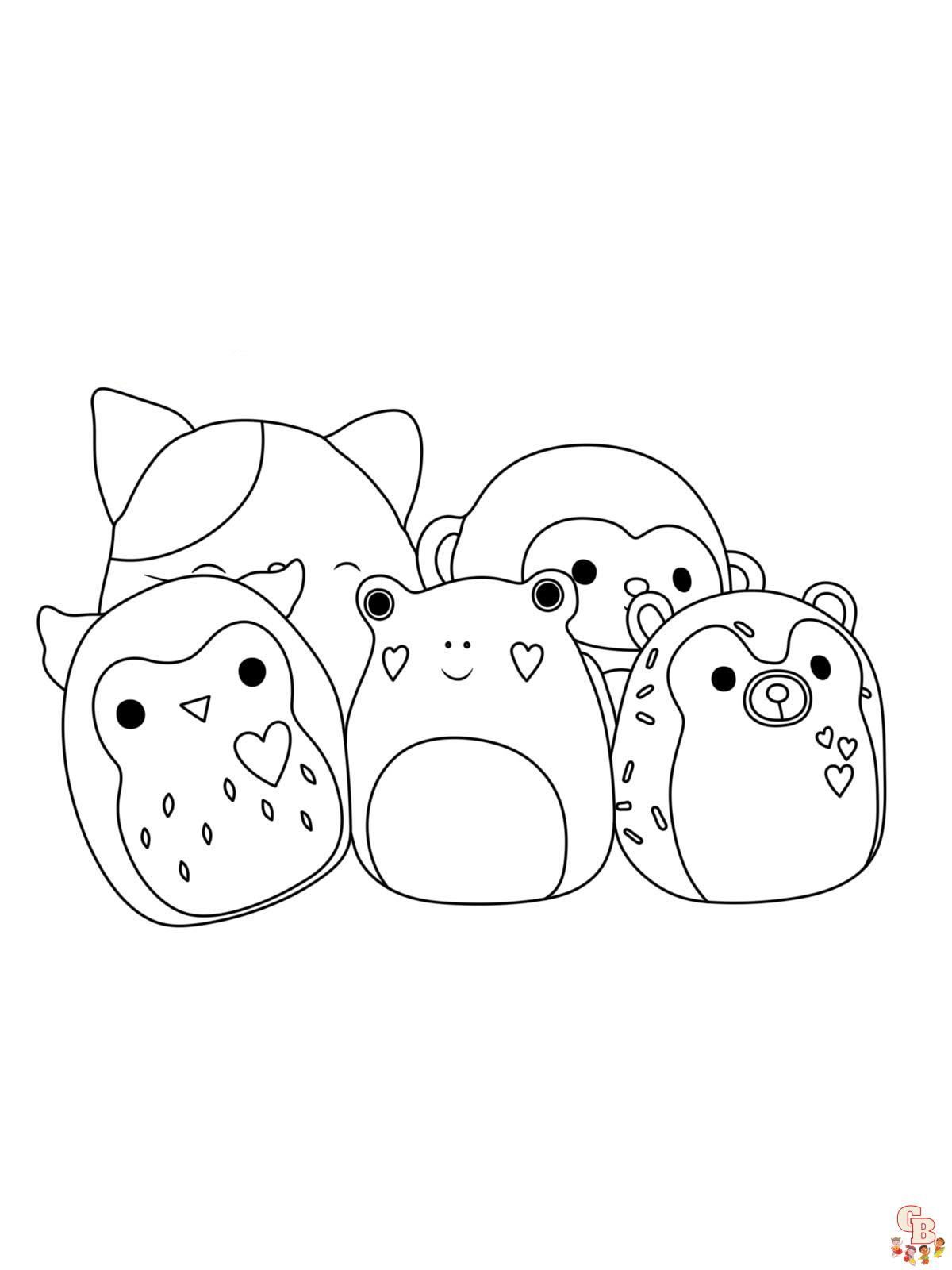 Squishmallows coloring pages for kids free printable sheets