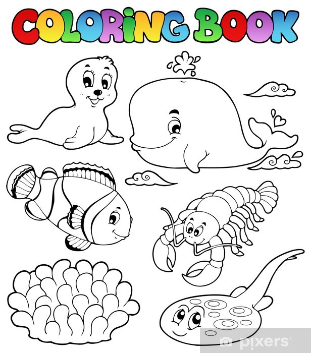 Plush blanket coloring book various sea animals