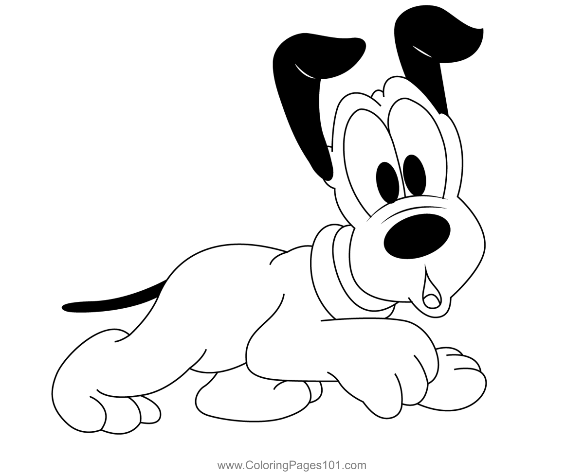 Baby pluto dog coloring page for kids