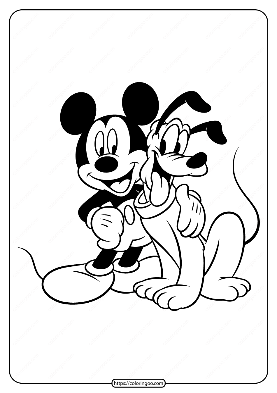 Printable mickey mouse and his friend pluto coloring