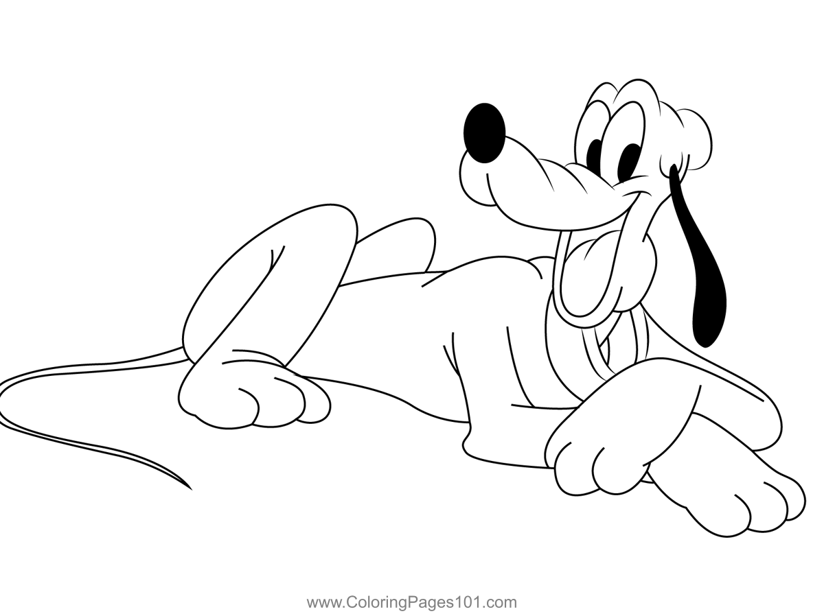 Relax pluto coloring page for kids