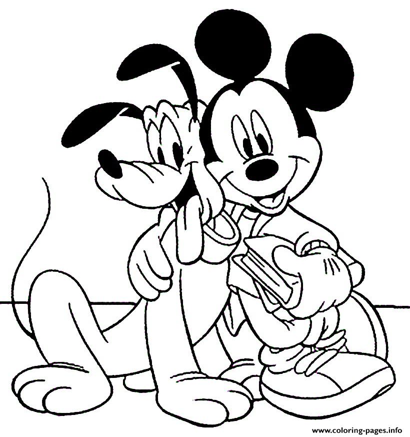 Mickey and pluto disney f coloring page printable