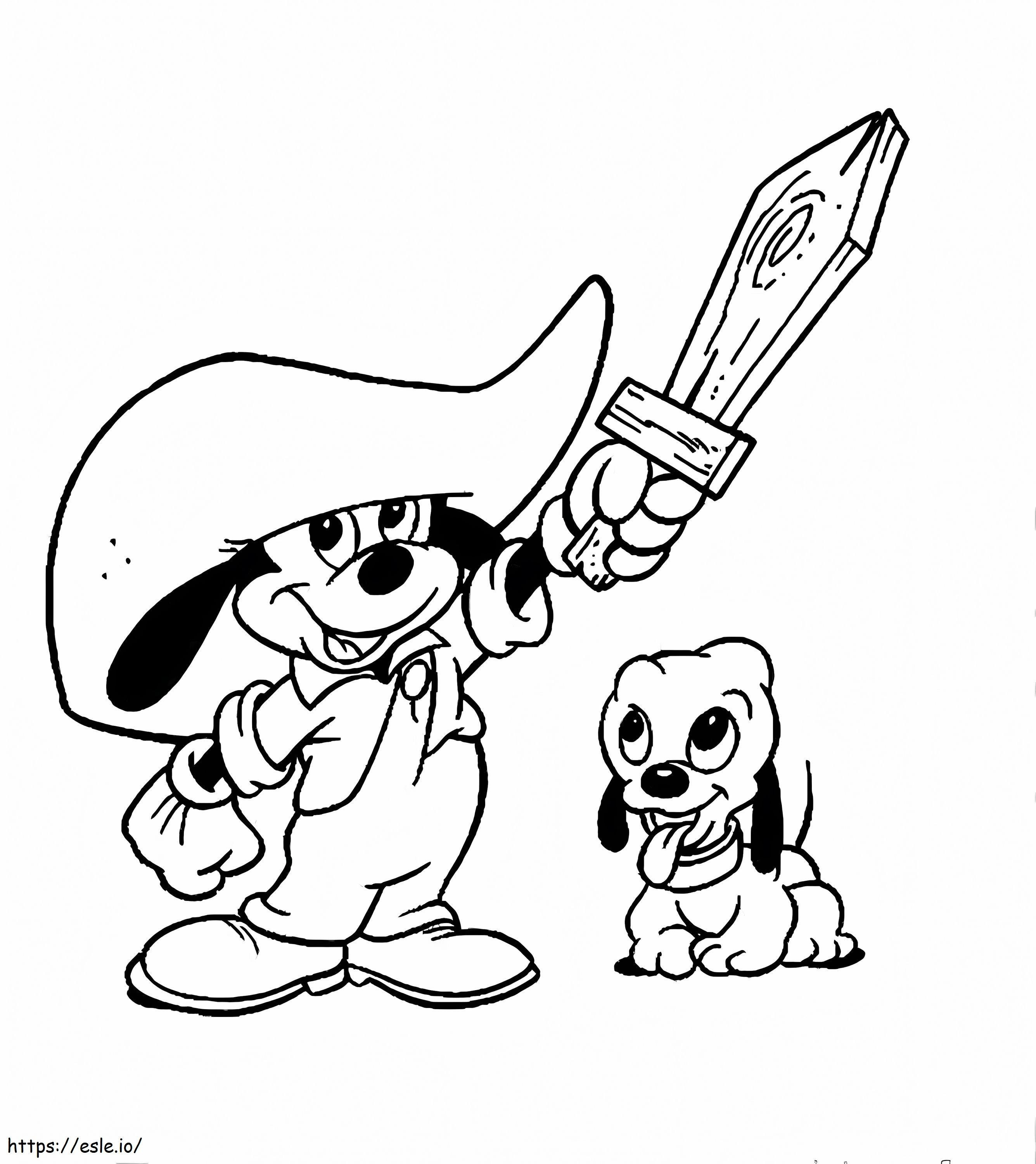 Disney baby mickey and pluto coloring page