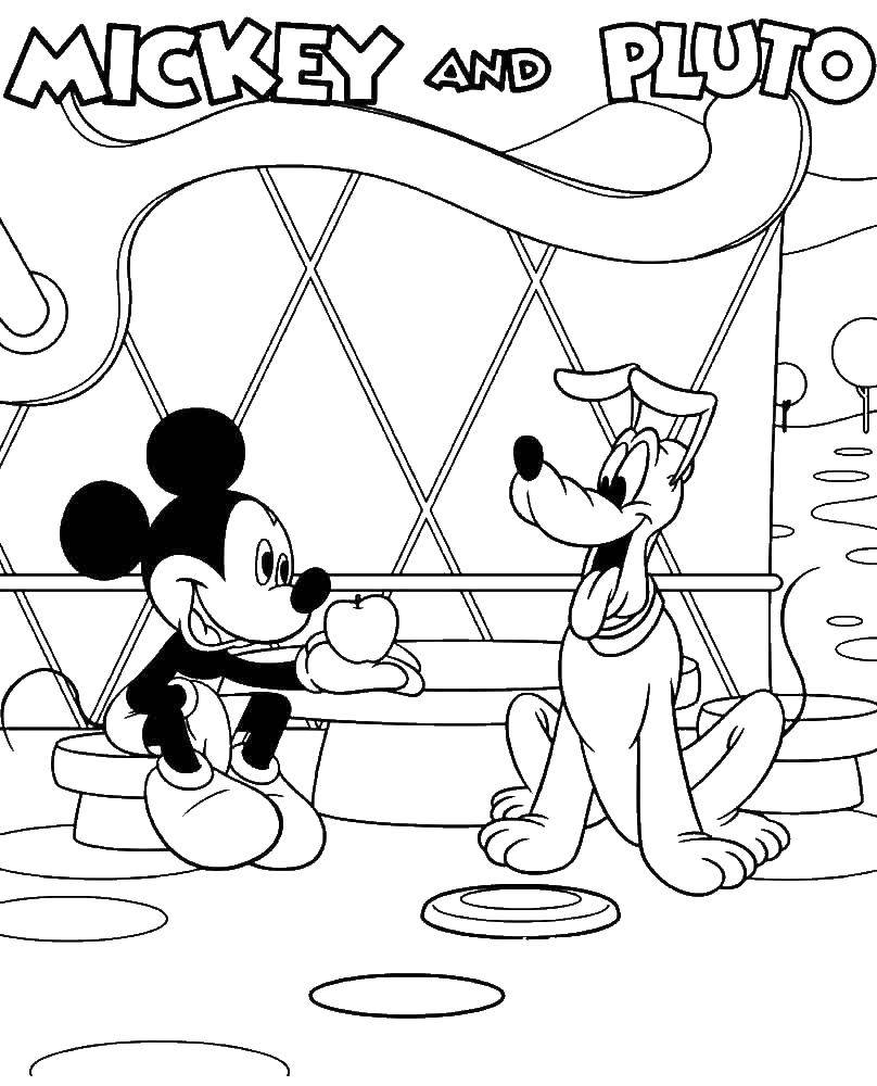 Online coloring pages coloring mickey and pluto coloring