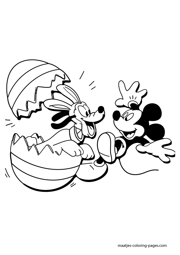 Mickey mouse and pluto easter coloring page coloring pages