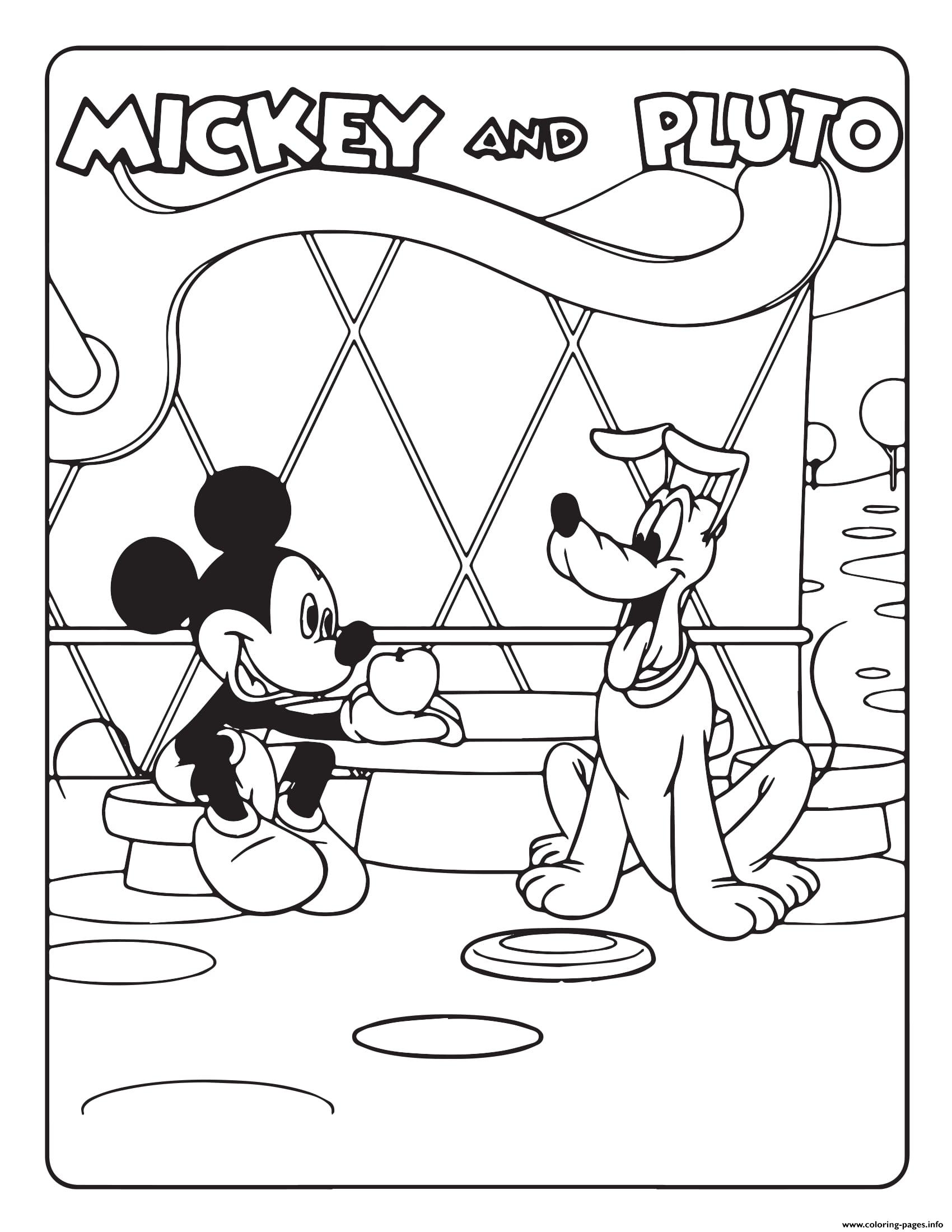 Mickey mouse and pluto disney coloring page printable