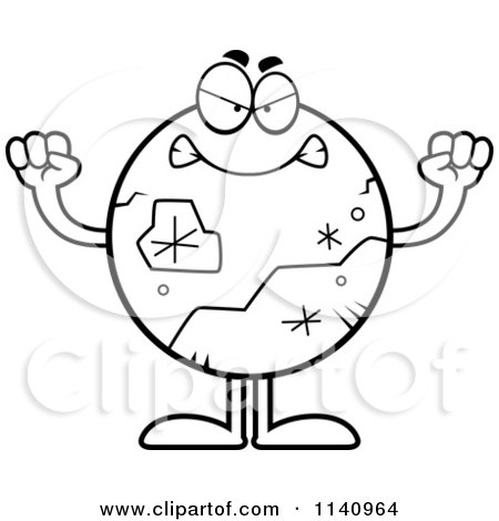 Cartoon clipart of a black and white mad pluto