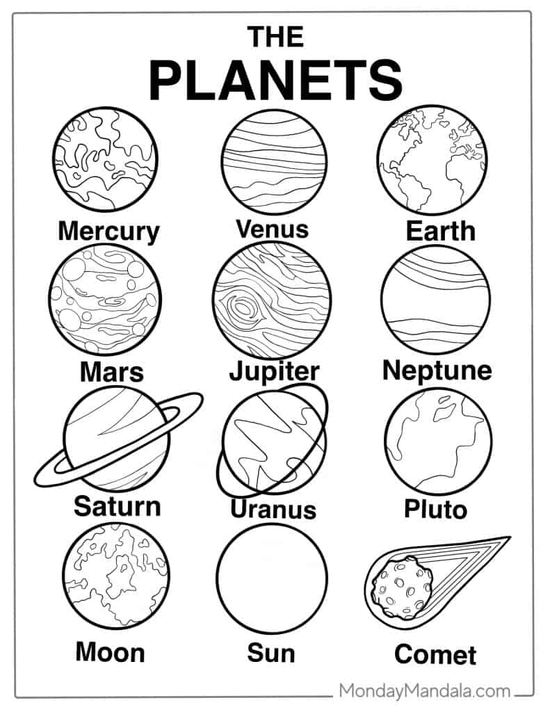 Solar system coloring pages free pdf printables