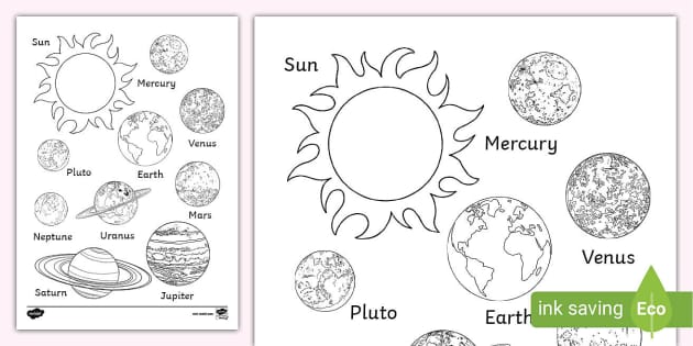 Printable planets loring page pack for kids usa