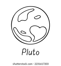 Doodle pluto isolated on white background stock vector royalty free