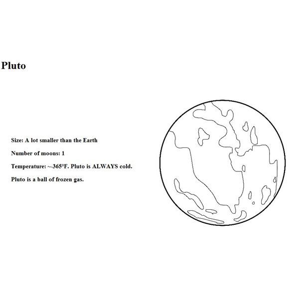 Pluto planet coloring black and white