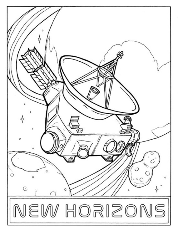 New horizons probe and pluto heart a space coloring page of pluto and charon for older kids and adults digital printable download download now