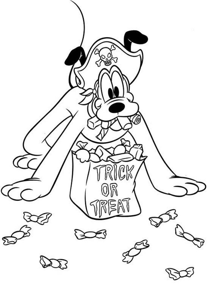 Halloween trick or treat pluto coloring pages halloween coloring pages cartoon coloring pages disney halloween coloring pages