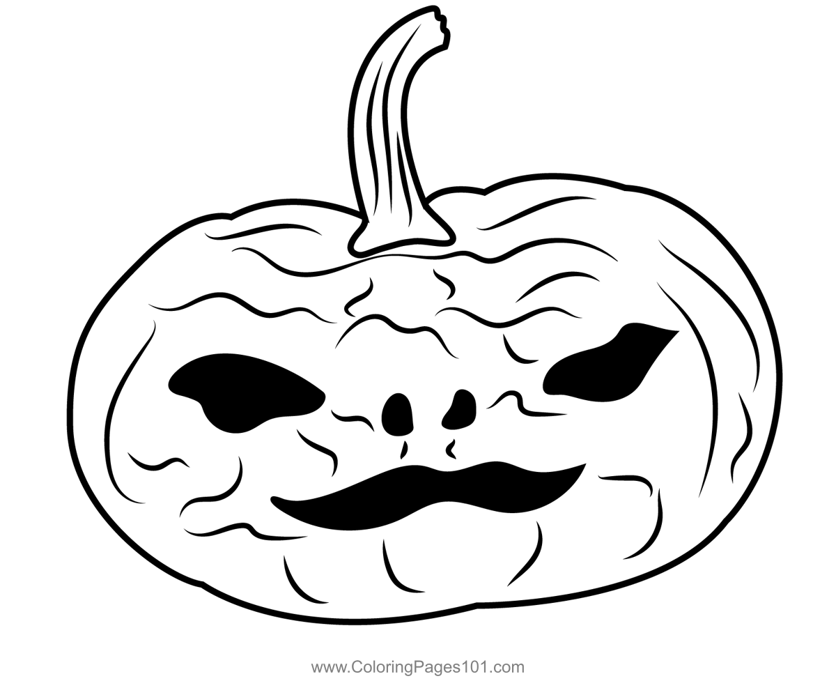 Creepy helloween pumpkin coloring page for kids