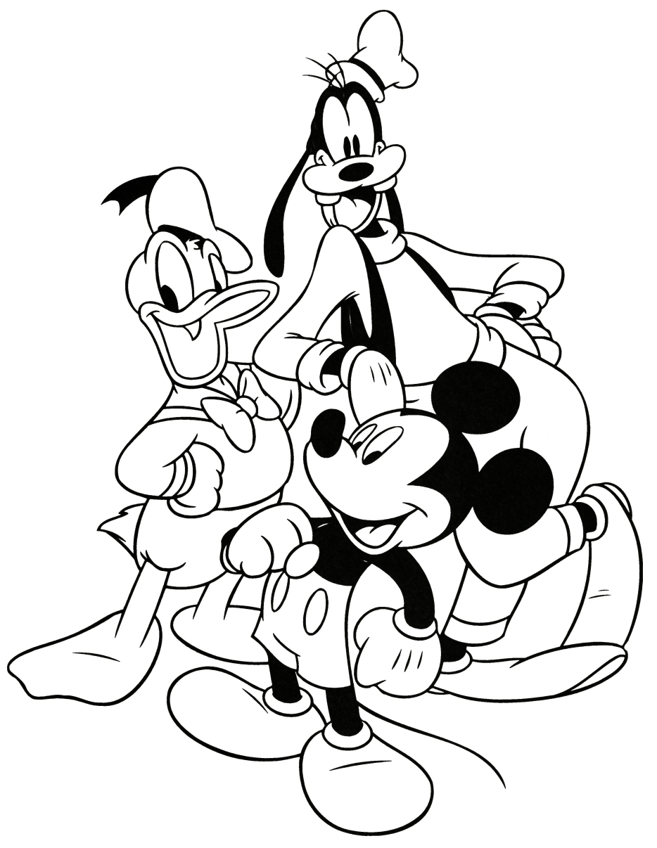 Disney coloring pages pluto donald duck and mickey mouse coloring page