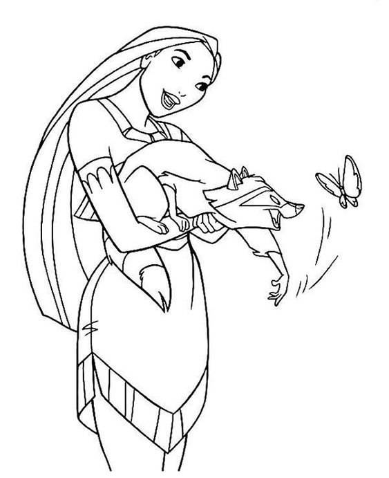 Free easy to print pocahontas coloring pages