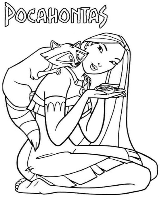 Free easy to print pocahontas coloring pages