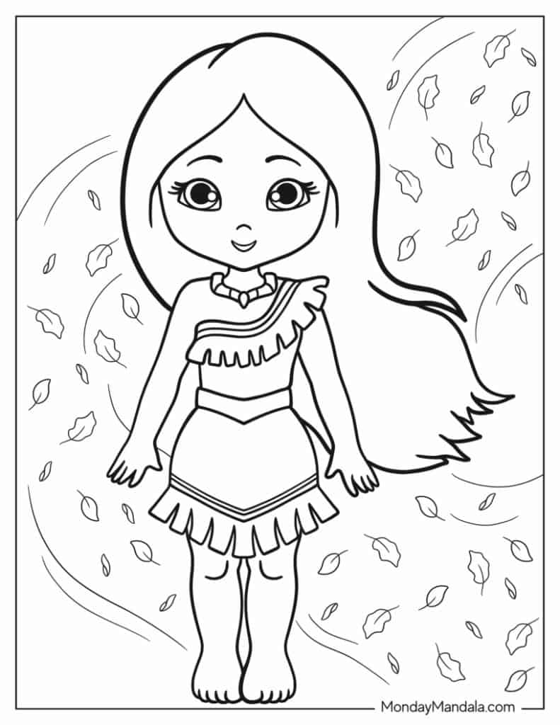 Pocahontas coloring pages free pdf printables