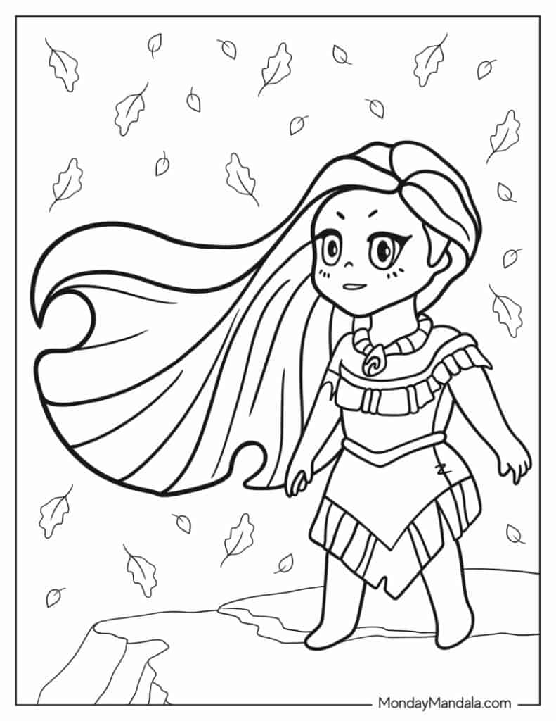 Pocahontas coloring pages free pdf printables