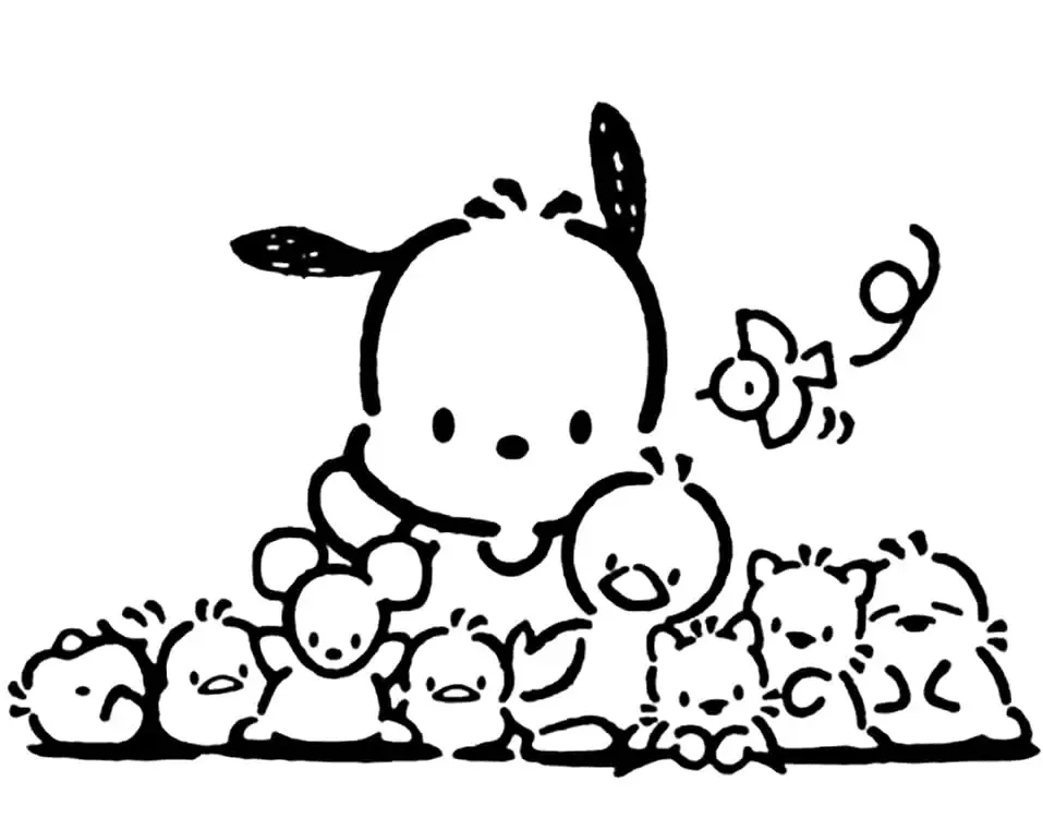 Friendly pochacco coloring page