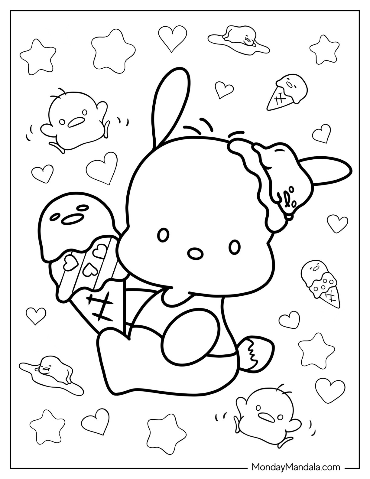 Sanrio coloring pages free pdf printables