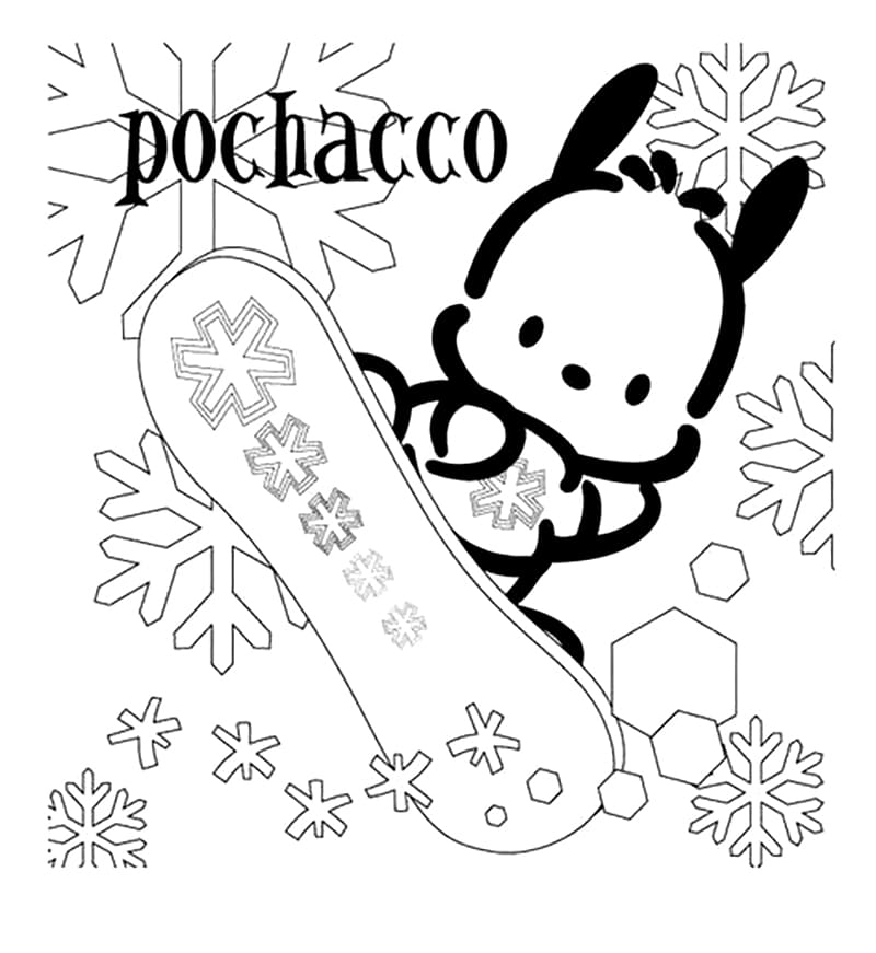 Pochacco snowboarding coloring page coloring pages hello kitty characters cool coloring pages