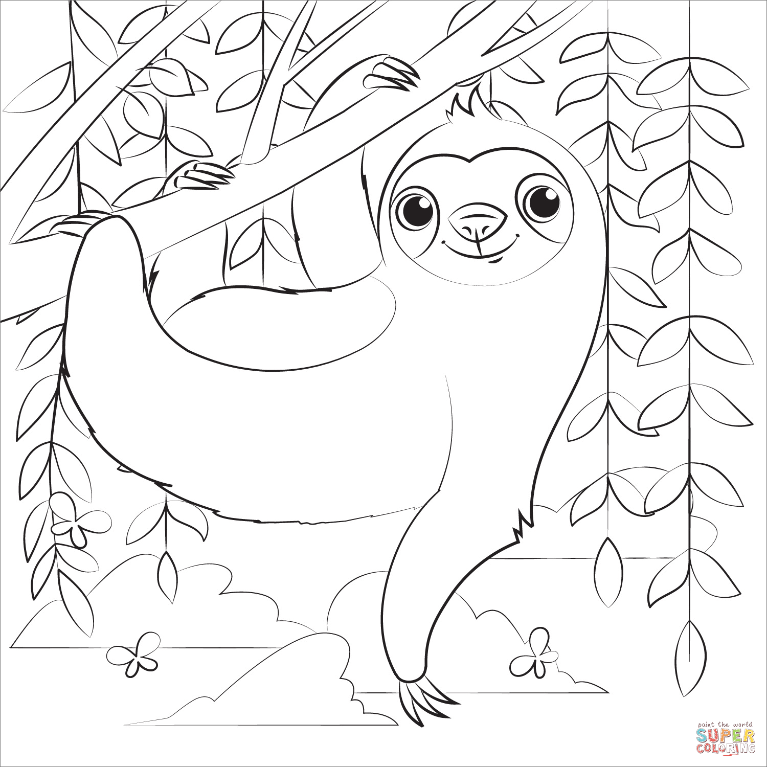 Sloth coloring page free printable coloring pages