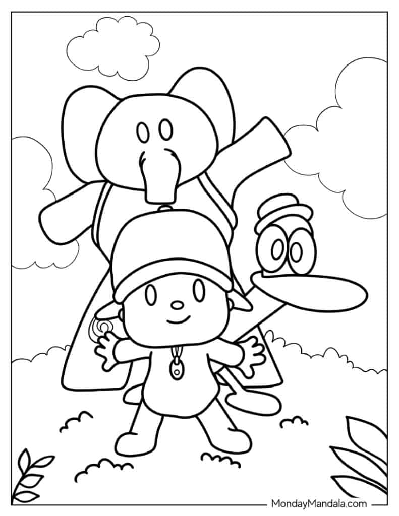 Pocoyo coloring pages free pdf printables