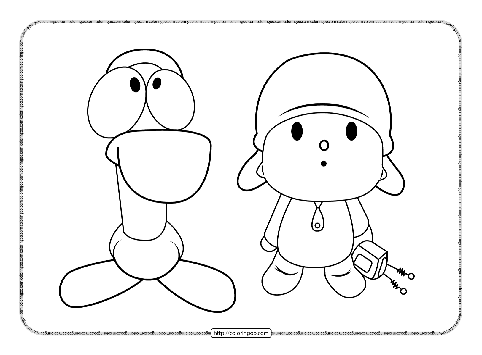 Pocoyo coloring sheet for kids