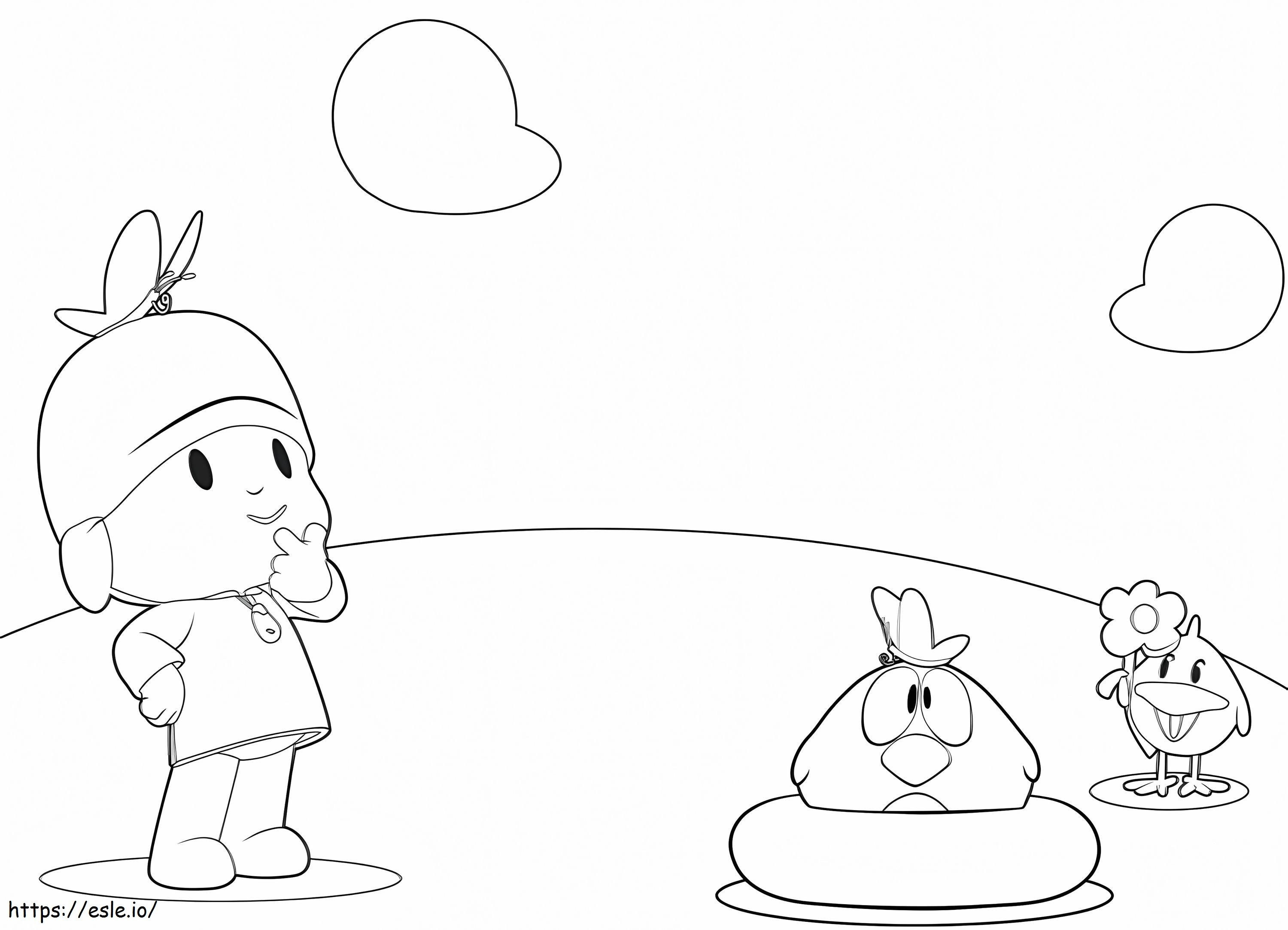 Pocoyo and friends coloring page