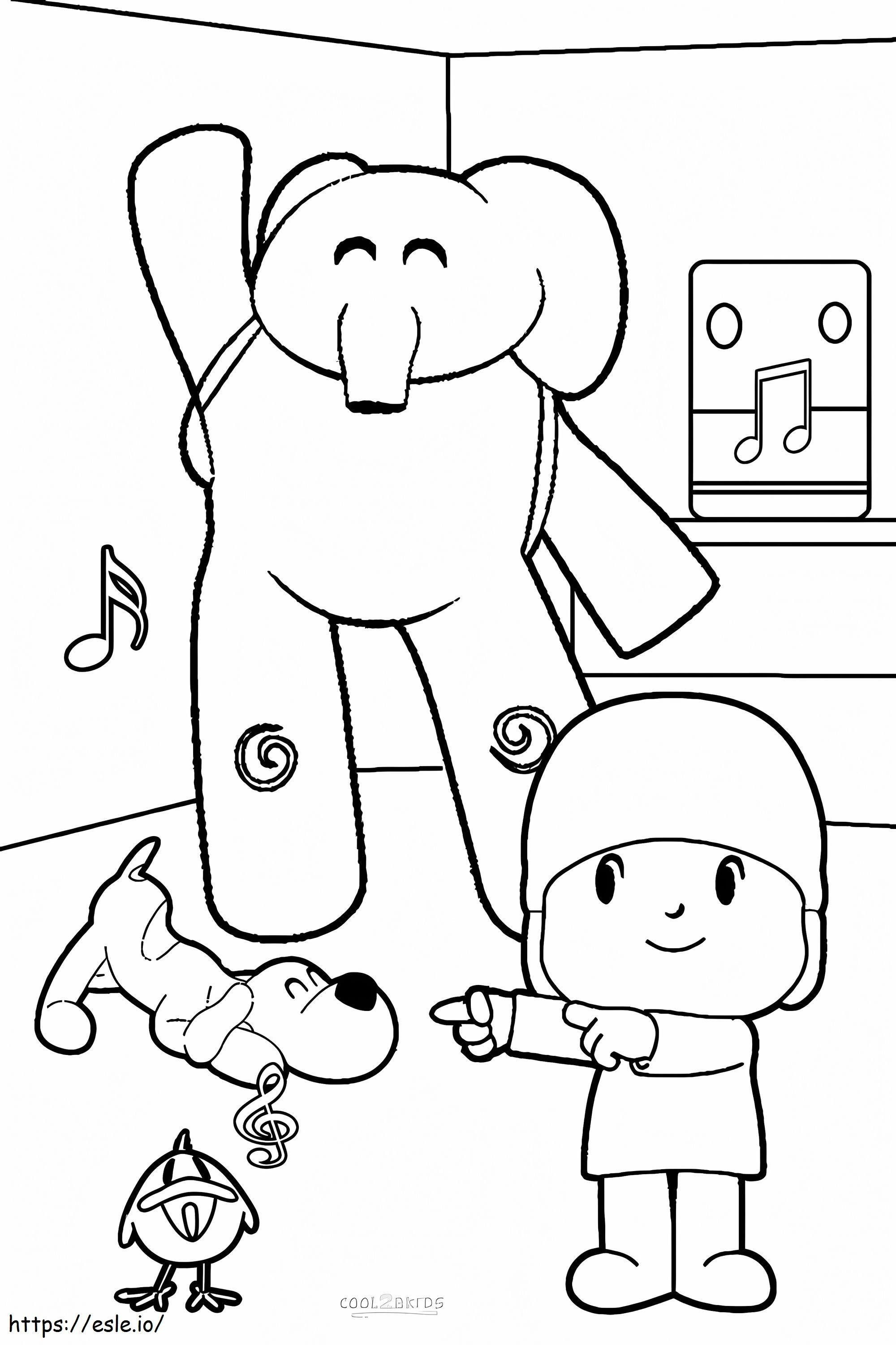 Pocoyo and friends coloring page