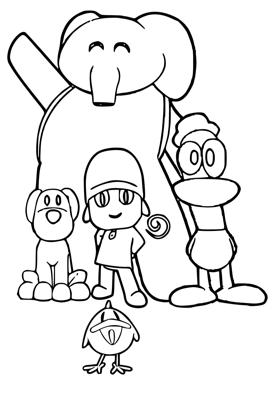 Free printable pocoyo characters coloring page for adults and kids