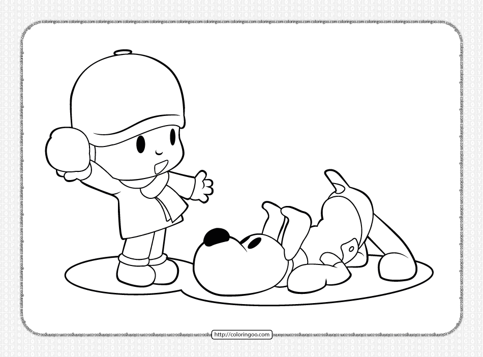 Printable pocoyo and loula coloring page